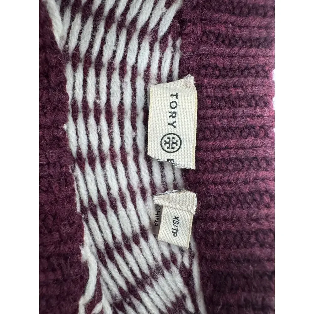 Tory Burch Fair Isle Wool Sweater XS Nordic Ski Pullover Preppy Quiet Luxury